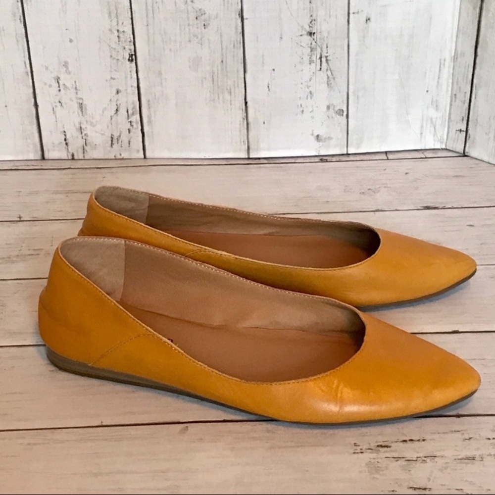 Yellow Leather Women's Flats